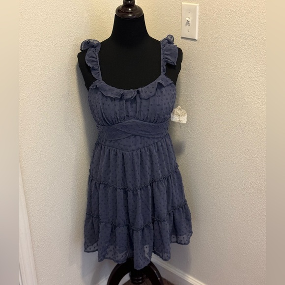 Altar'd State Dresses & Skirts - Altard State Blue Ruffled Flounce Dress Layered Tiered Sleeveless M NEW $69